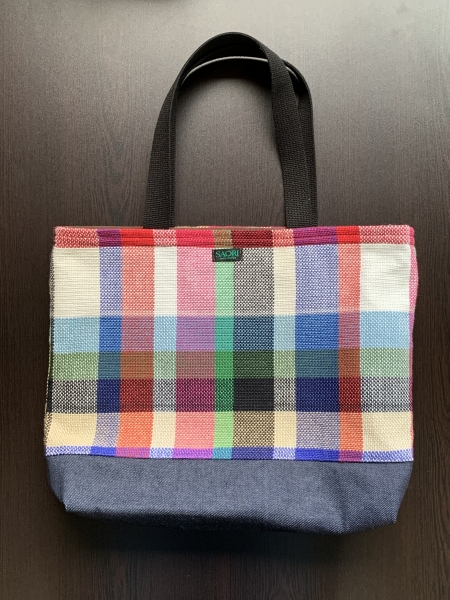 さをり織りトートバッグ（デニムコンビ）