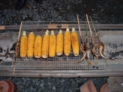 ひらめやとうもろこしも焼きました。